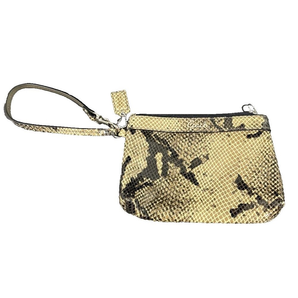 Coach Wallet Embossed Brown Python Snakeskin Medi… - image 1